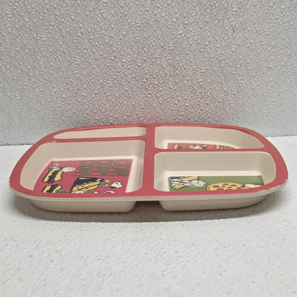 2020 Peanuts Worldwide LLC Set Of 2 Melamine Divided Plates Pizza Fries Cake